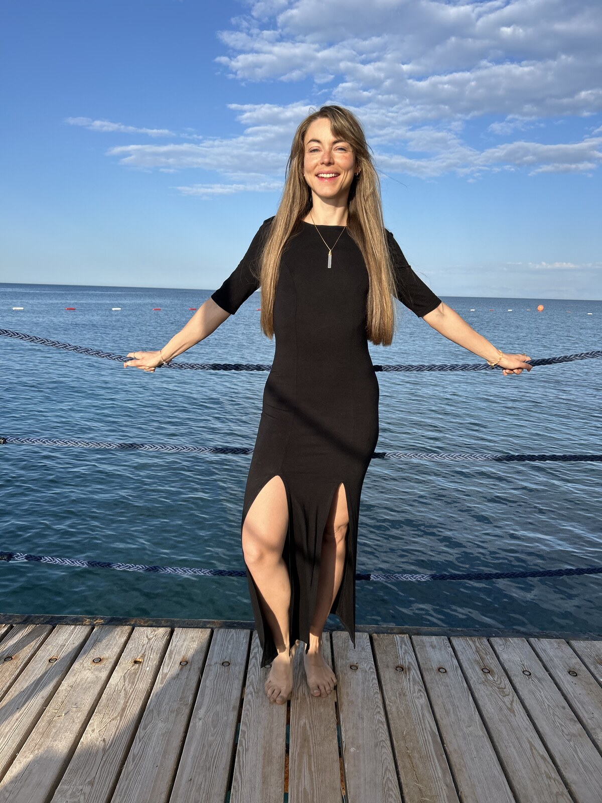 Portrait of Verena, the facilitator, at the water
